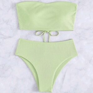 NWOT Tie Back Bandeau 2 Piece Bikini Set, L (8-10), Green